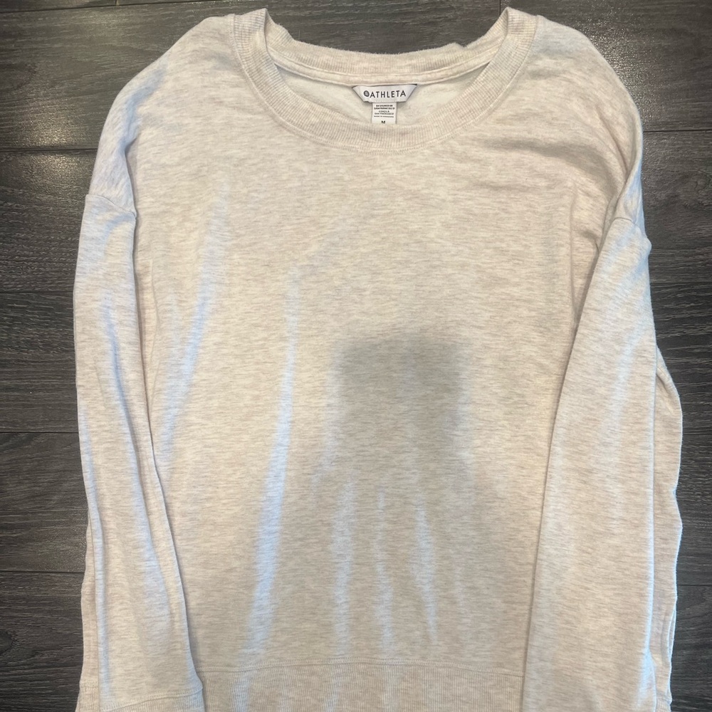 Athleta Cream Crewneck Sweater Knit Long Sleeve